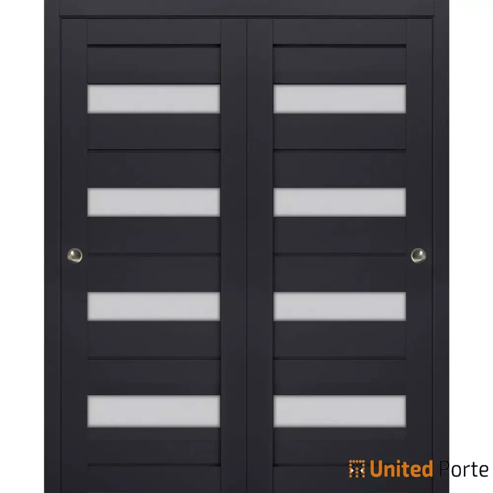 Sliding French Pocket Door with Frosted Glass | Solid Wood Interior Bedroom Sturdy Doors | Buy Doors Online