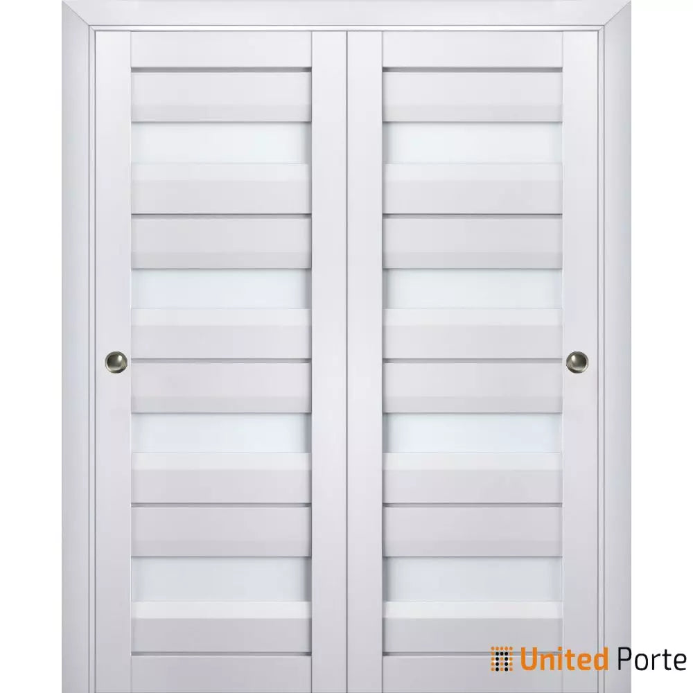 Sliding French Pocket Door with Frosted Glass | Solid Wood Interior Bedroom Sturdy Doors | Buy Doors Online