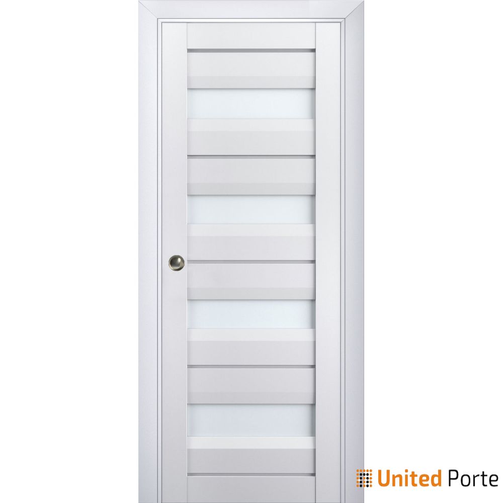 Sliding French Pocket Door with Frosted Glass | Solid Wood Interior Bedroom Sturdy Doors | Buy Doors Online