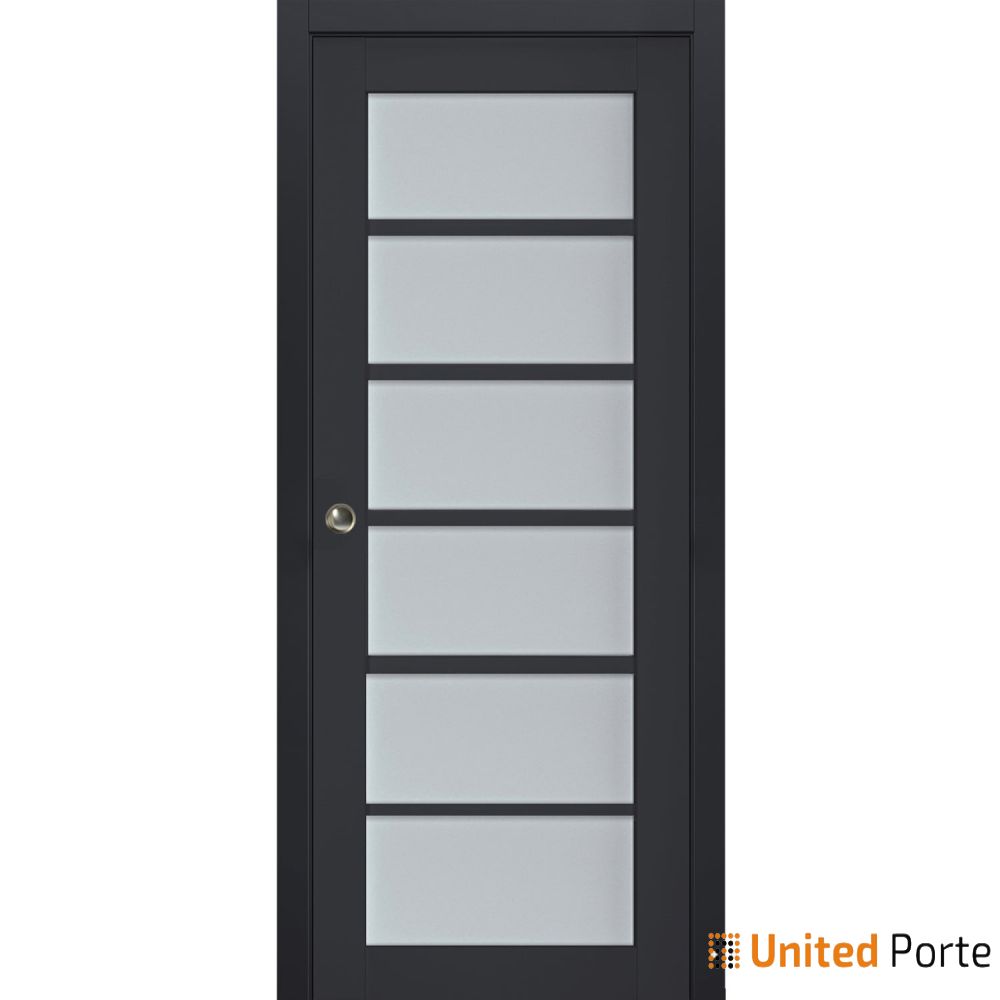 Sliding French Pocket Door with Frosted Glass | Solid Wood Interior Bedroom Sturdy Doors | Buy Doors Online