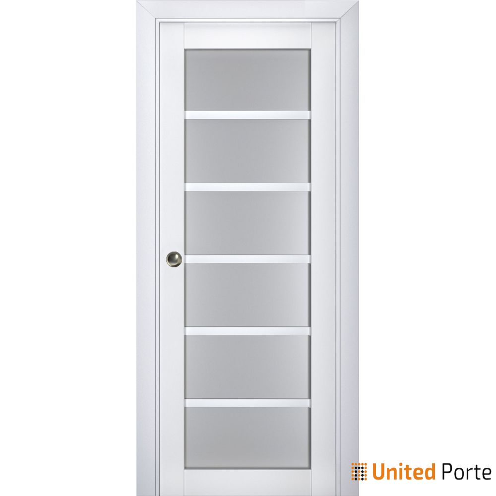 Sliding French Pocket Door with Frosted Glass | Solid Wood Interior Bedroom Sturdy Doors | Buy Doors Online