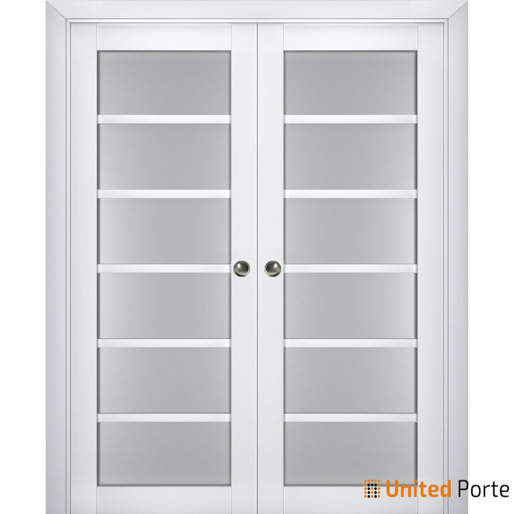 Sliding French Pocket Door with Frosted Glass | Solid Wood Interior Bedroom Sturdy Doors | Buy Doors Online