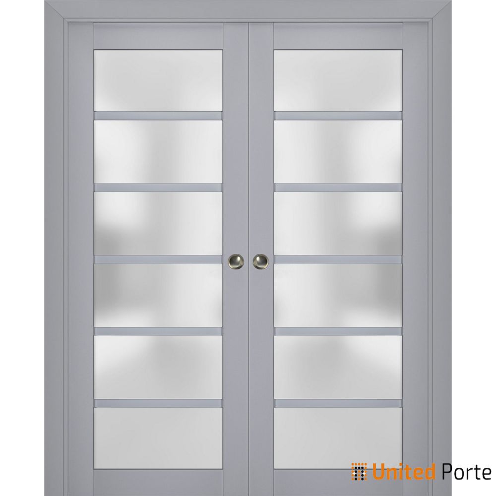 Sliding French Pocket Door with Frosted Glass | Solid Wood Interior Bedroom Sturdy Doors | Buy Doors Online