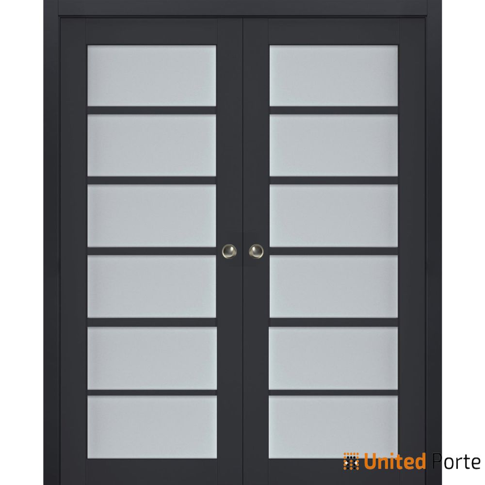 Sliding French Pocket Door with Frosted Glass | Solid Wood Interior Bedroom Sturdy Doors | Buy Doors Online