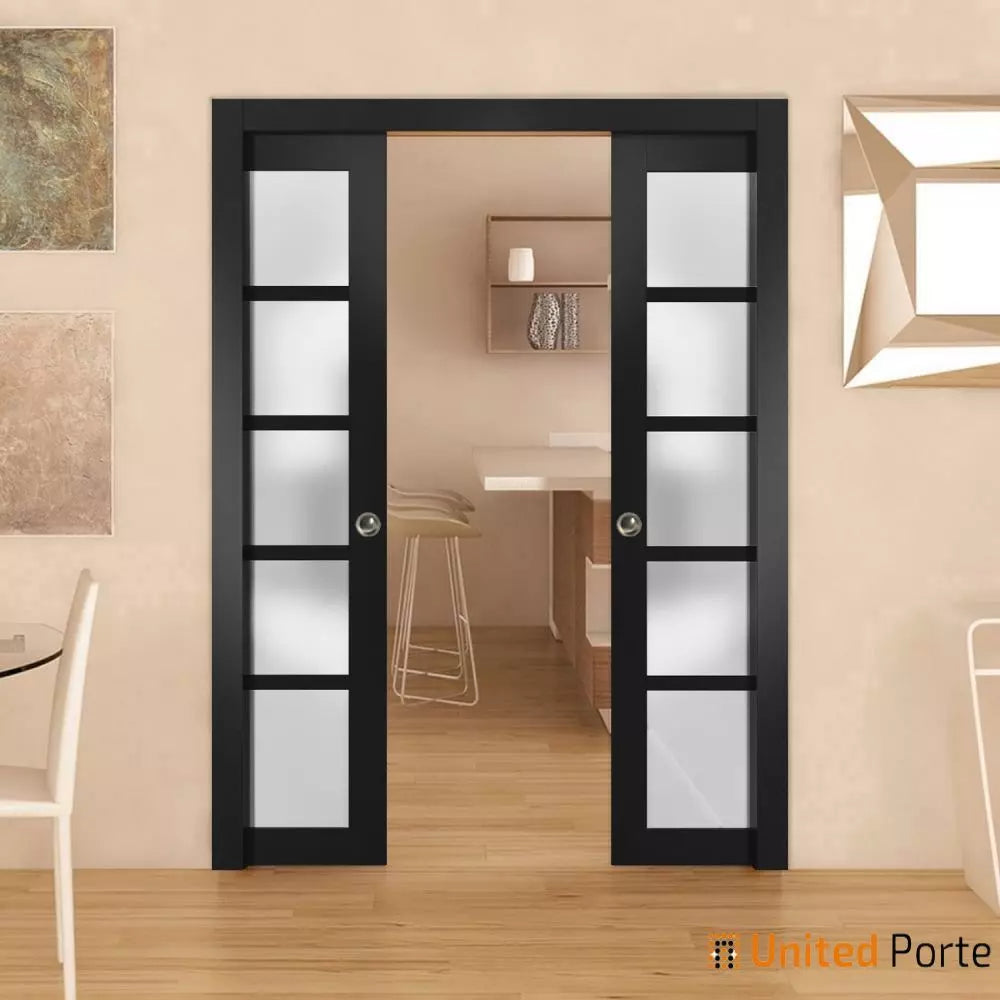 Sliding French Pocket Door with Frosted Opaque Glass | Solid Panel Interior Doors | Buy Doors Online