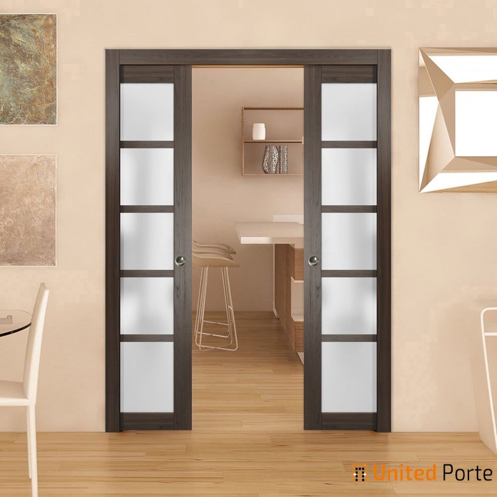 Sliding French Pocket Door with Frosted Opaque Glass | Solid Panel Interior Doors | Buy Doors Online