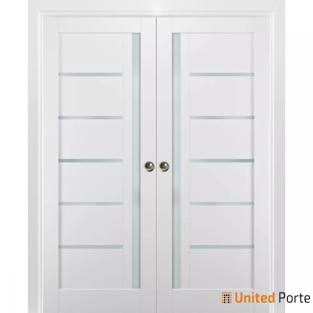 Sliding French Pocket Door with Frosted Glass | Solid Wood Interior Bedroom Sturdy Doors | Buy Doors Online
