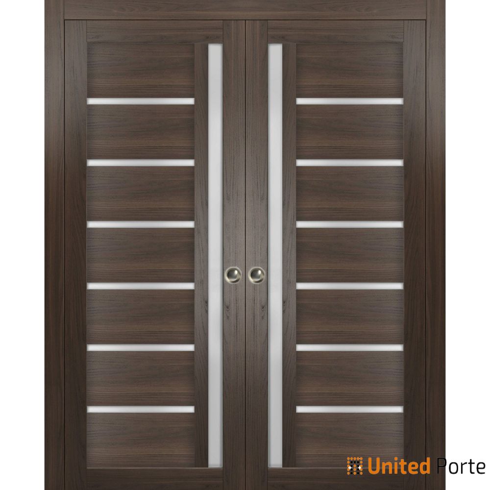 Sliding French Pocket Door with Frosted Glass | Solid Wood Interior Bedroom Sturdy Doors | Buy Doors Online