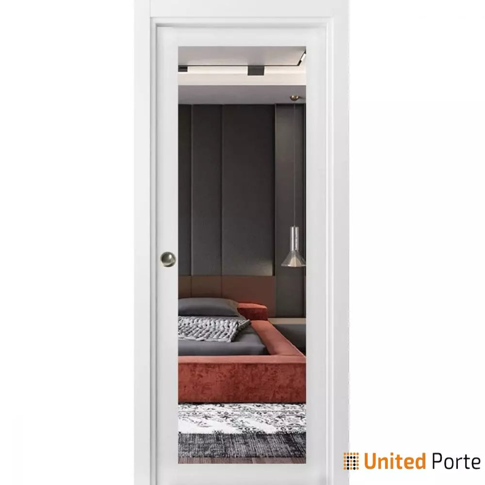 Sliding French Pocket Door with Mirror | Solid Wood Interior Bedroom Sturdy Doors I Buy Doors Online