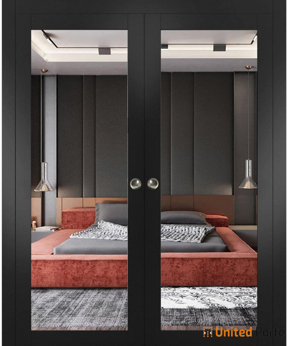 Sliding French Pocket Door with Mirror | Solid Wood Interior Bedroom Sturdy Doors I Buy Doors Online