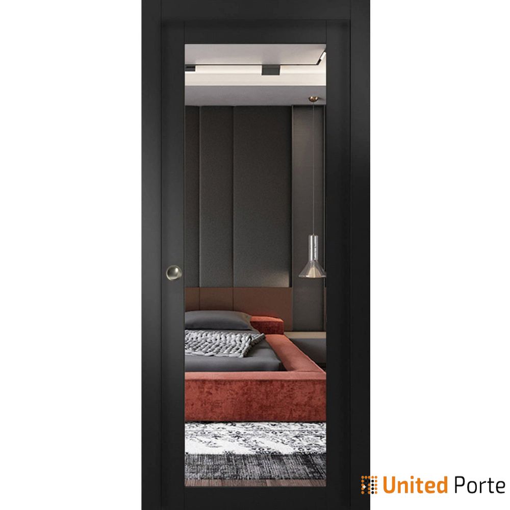 Sliding French Pocket Door with Mirror | Solid Wood Interior Bedroom Sturdy Doors I Buy Doors Online