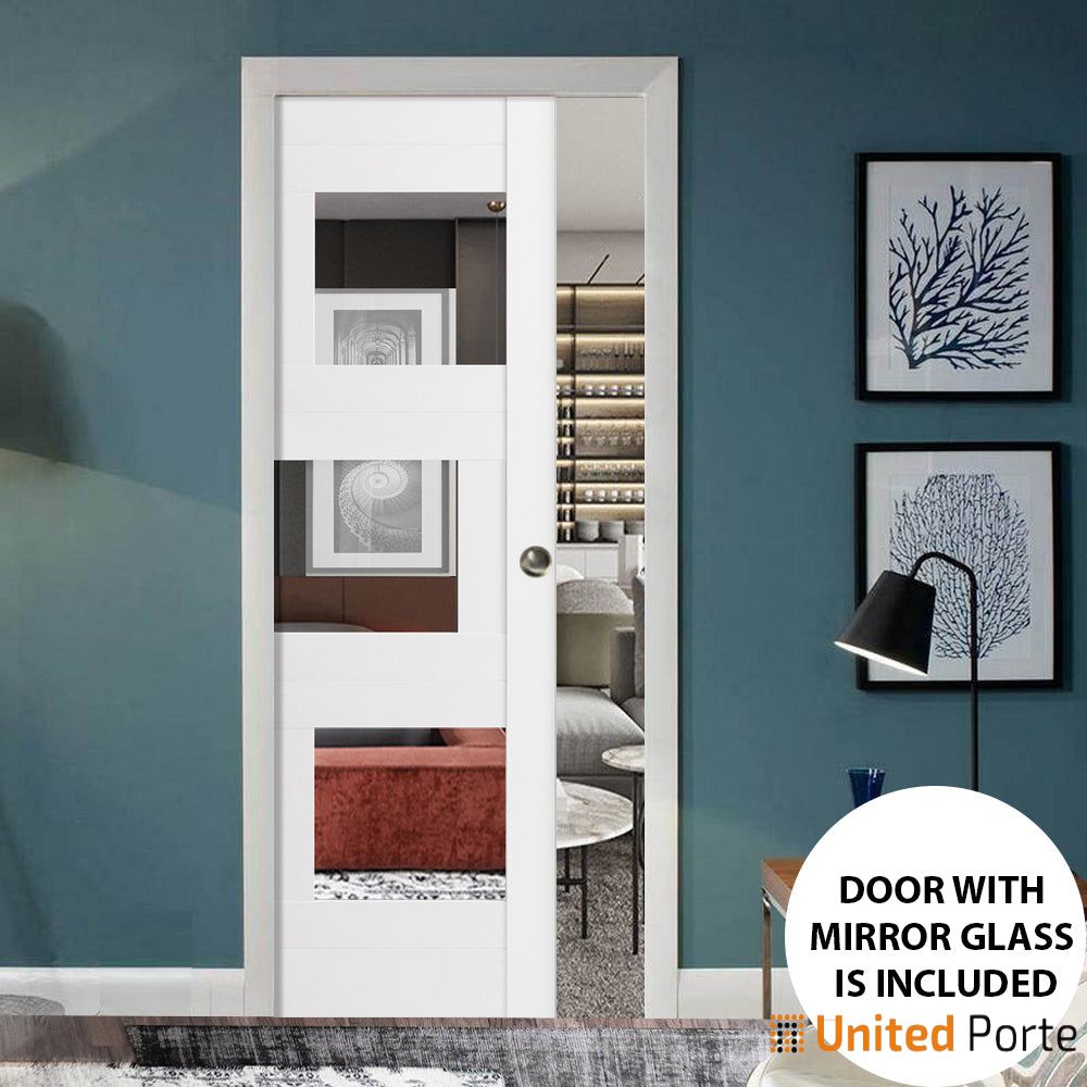 Sliding Pocket Door with Mirror | MDF Interior Bedroom Modern Doors | Buy Doors Online