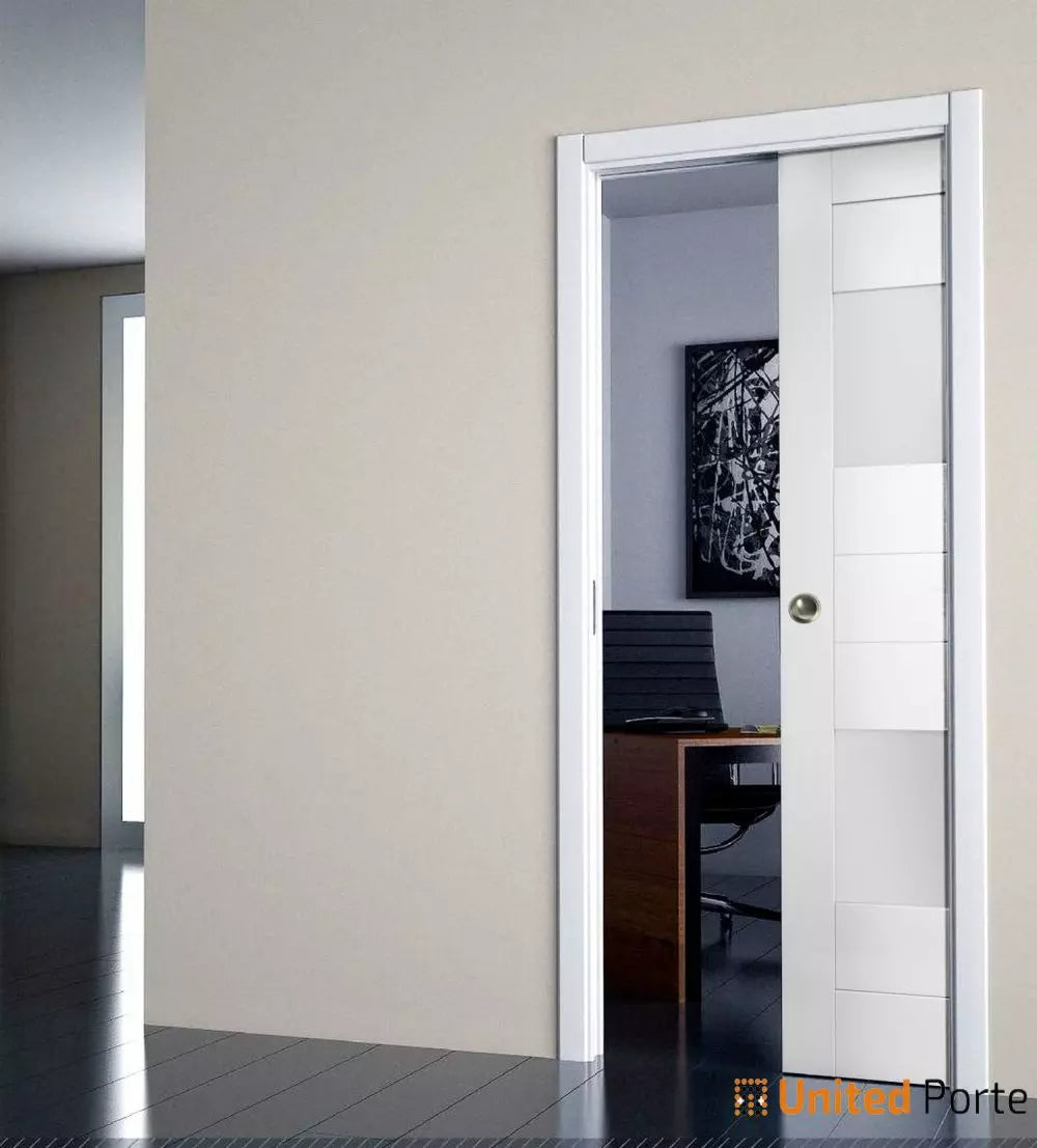 Sliding Pocket Door with Opaque Glass | MDF Interior Bedroom Modern Doors | Buy Doors Online