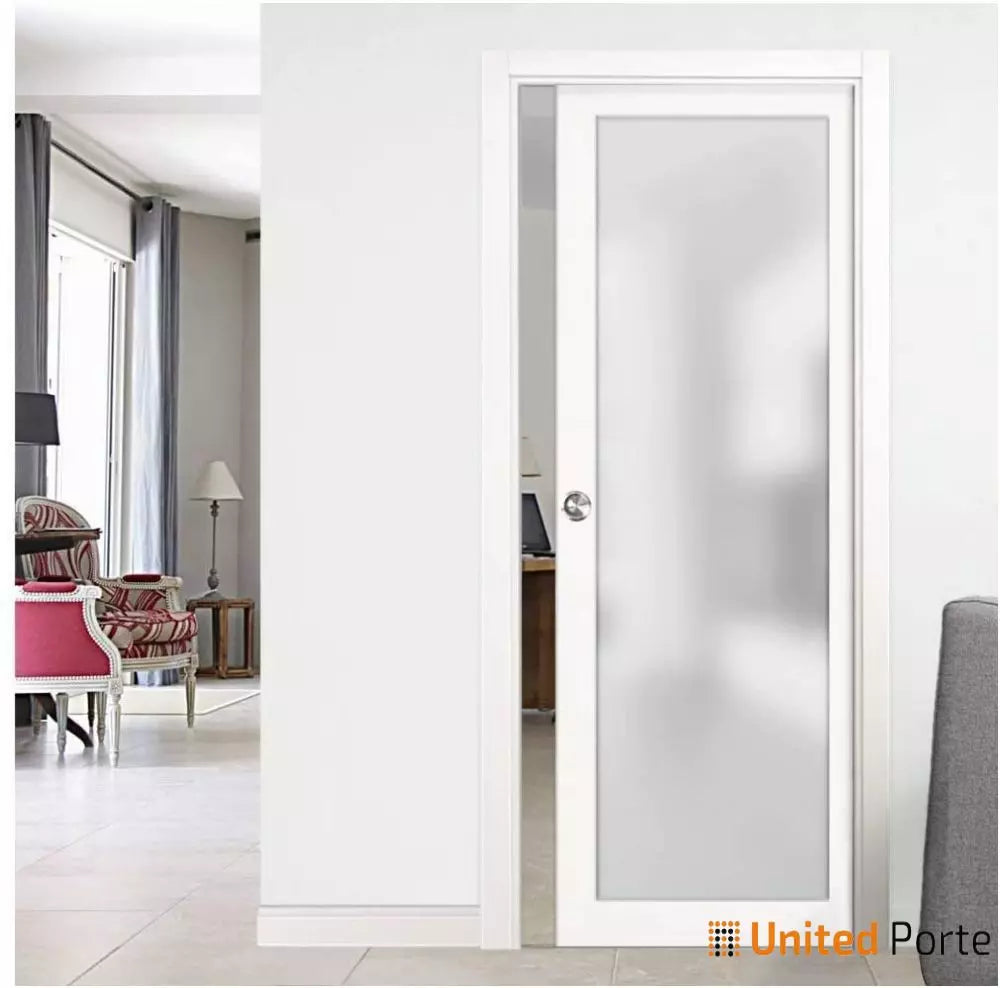 Sliding Pocket Door with Frosted Glass | Solid Wood Interior Bedroom Bathroom Closet Sturdy Doors | Buy Doors Online