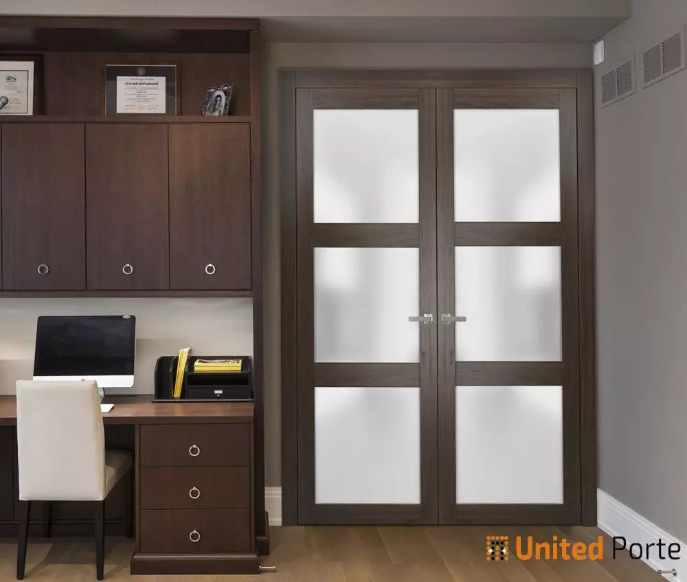 Solid French Door with Frosted Glass | Bathroom Bedroom Sturdy Doors | Buy Doors Online