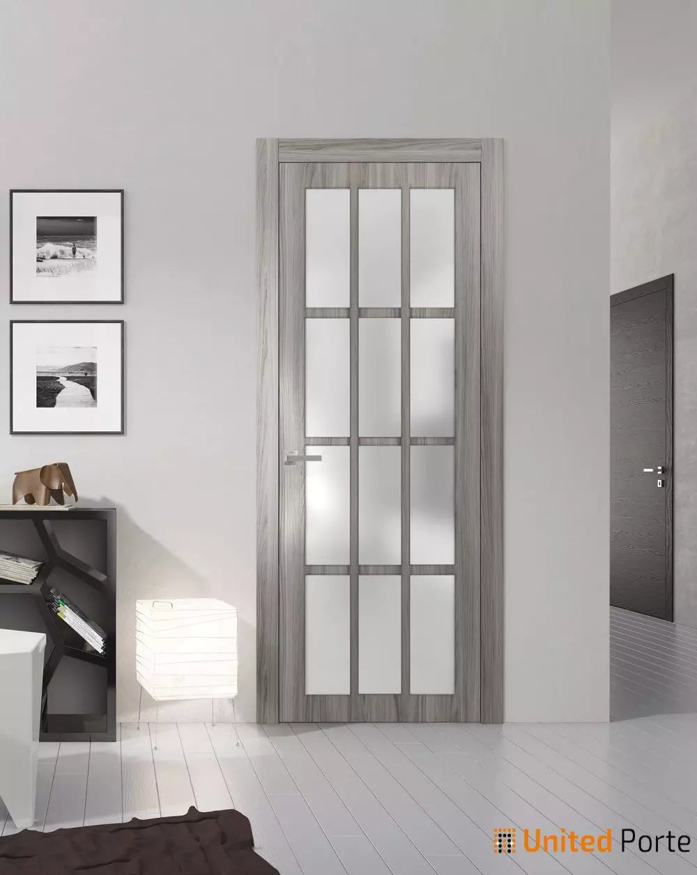 Solid French Door with 12 Lites Frosted Glass | Bathroom Bedroom Sturdy Doors | Buy Doors Online