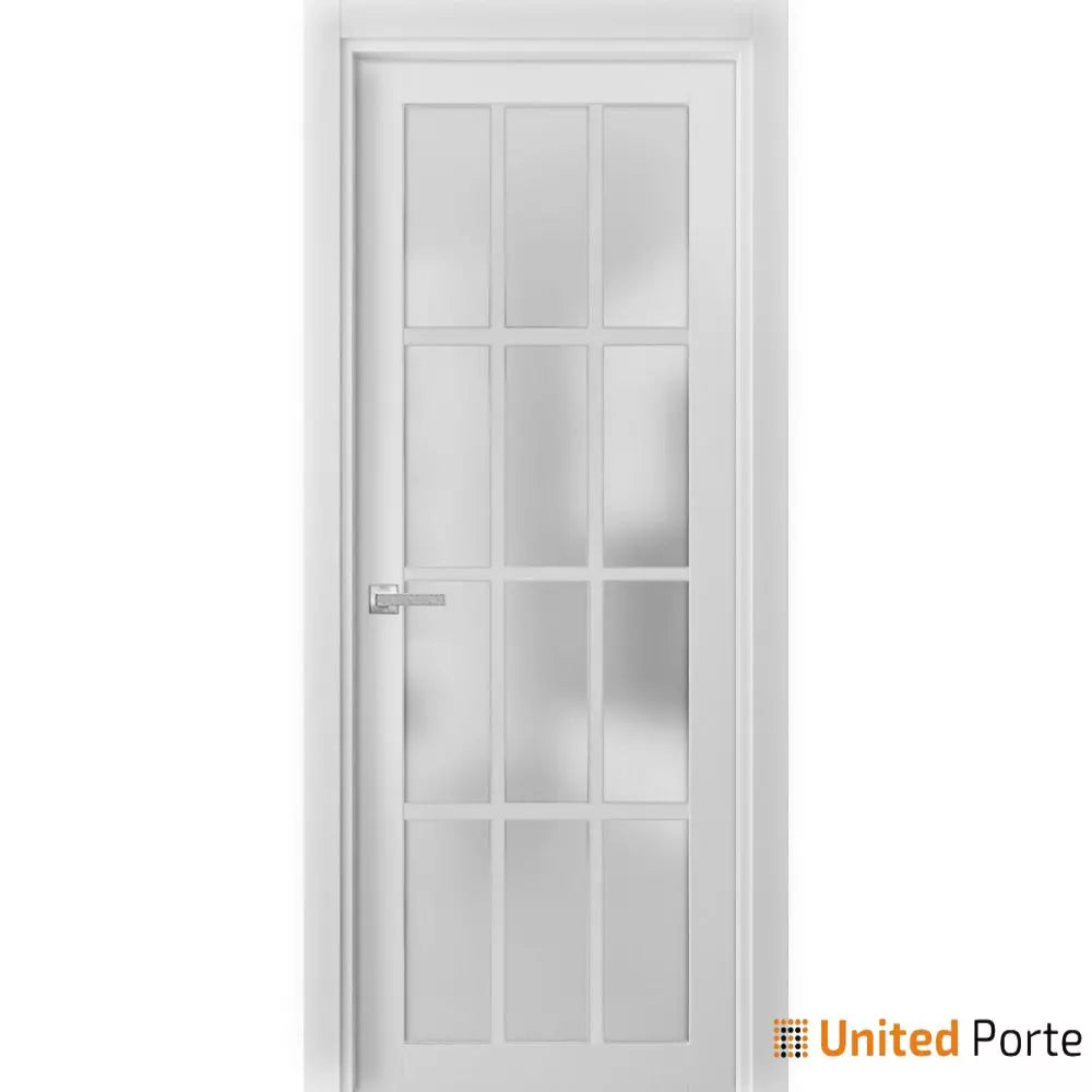 Solid French Door with 12 Lites Frosted Glass | Bathroom Bedroom Sturdy Doors | Buy Doors Online