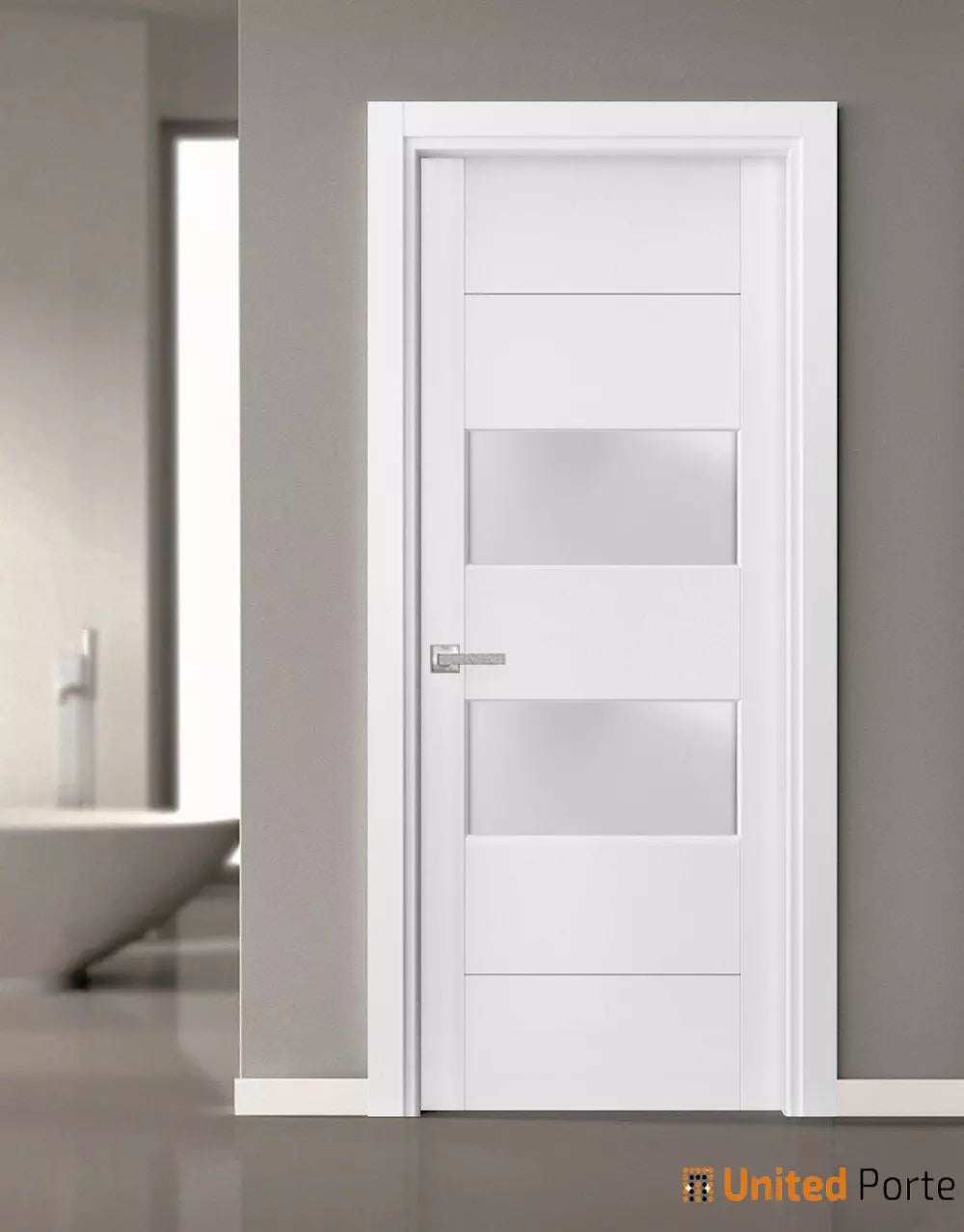 Solid French Door with Frosted Glass | Bathroom Bedroom Sturdy Doors | Buy Doors Online