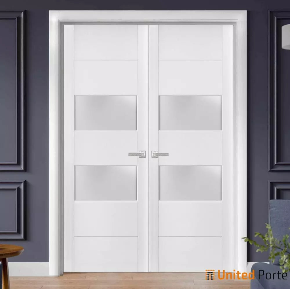 Solid French Door with Frosted Glass | Bathroom Bedroom Sturdy Doors | Buy Doors Online