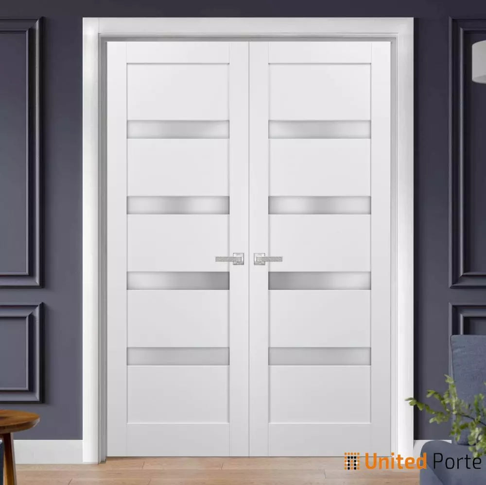 Solid French Door with Frosted Glass | Closet Bedroom Sturdy Doors | Buy Doors Online