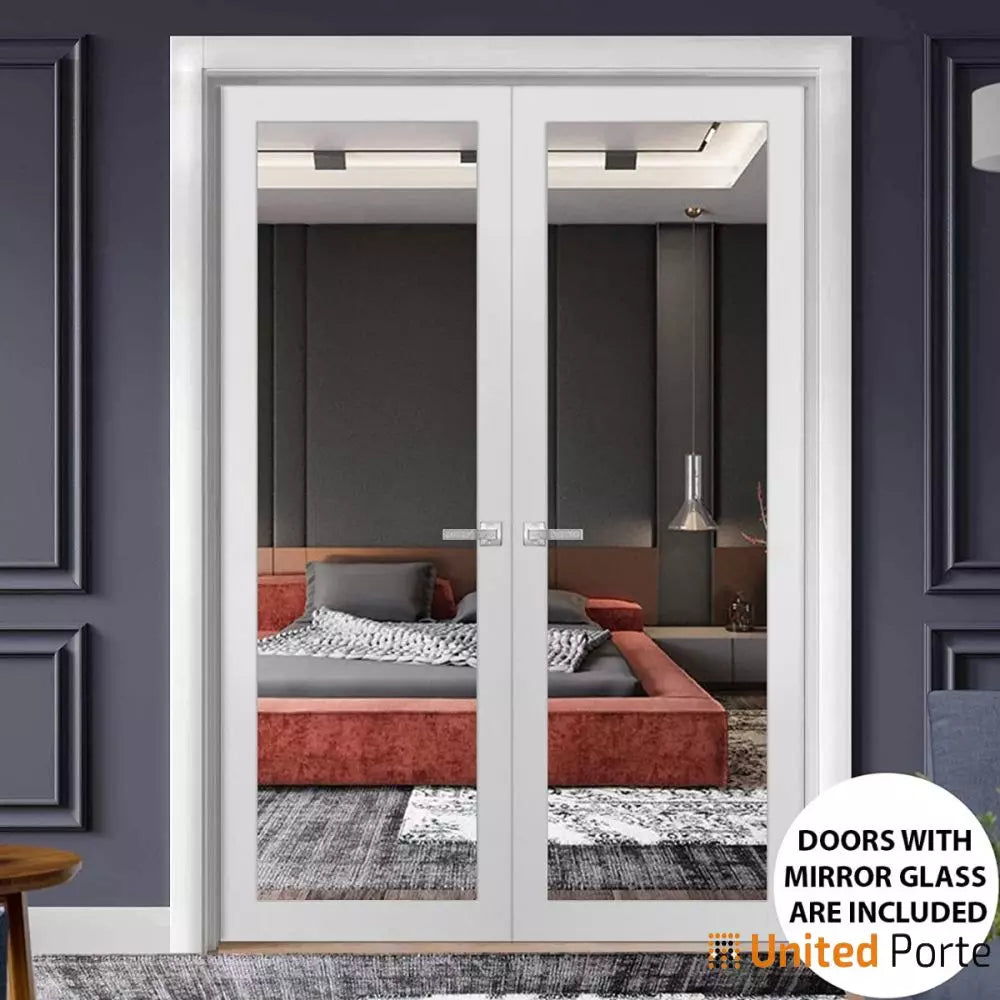 Solid Interior French Door with Mirror | Bathroom Bedroom Sturdy Doors | Buy Doors Online