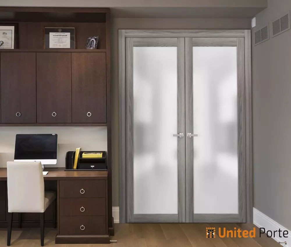 Solid French Doors with Frosted Glass | Closet Bedroom Sturdy Doors | Buy Doors Online