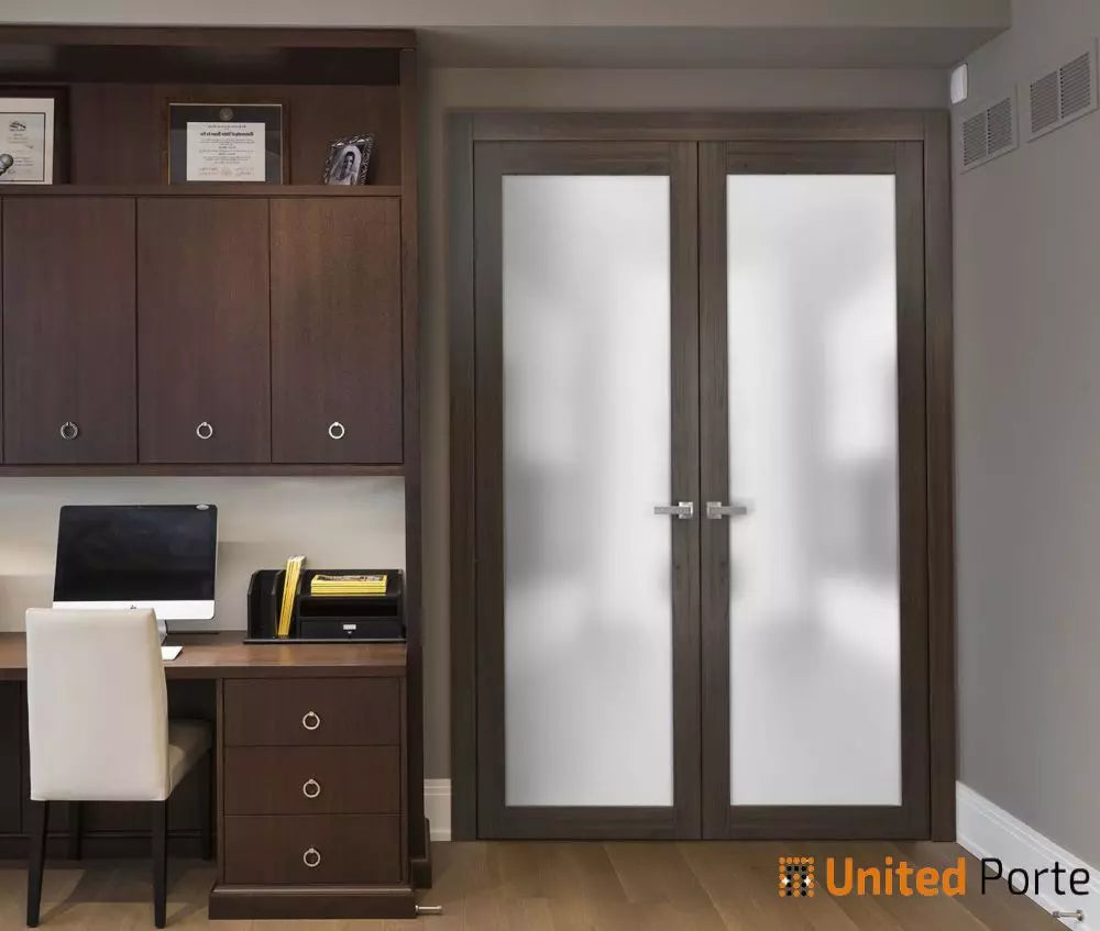 Solid French Doors with Frosted Glass | Closet Bedroom Sturdy Doors | Buy Doors Online