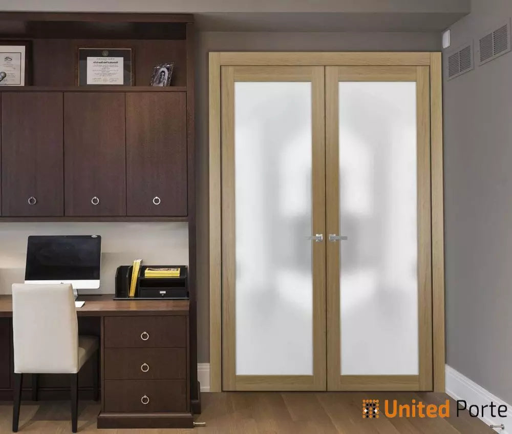 Solid French Doors with Frosted Glass | Closet Bedroom Sturdy Doors | Buy Doors Online