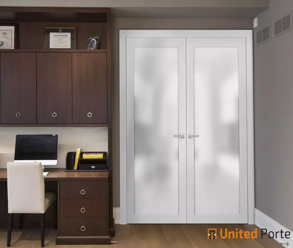 Solid French Doors with Frosted Glass | Closet Bedroom Sturdy Doors | Buy Doors Online