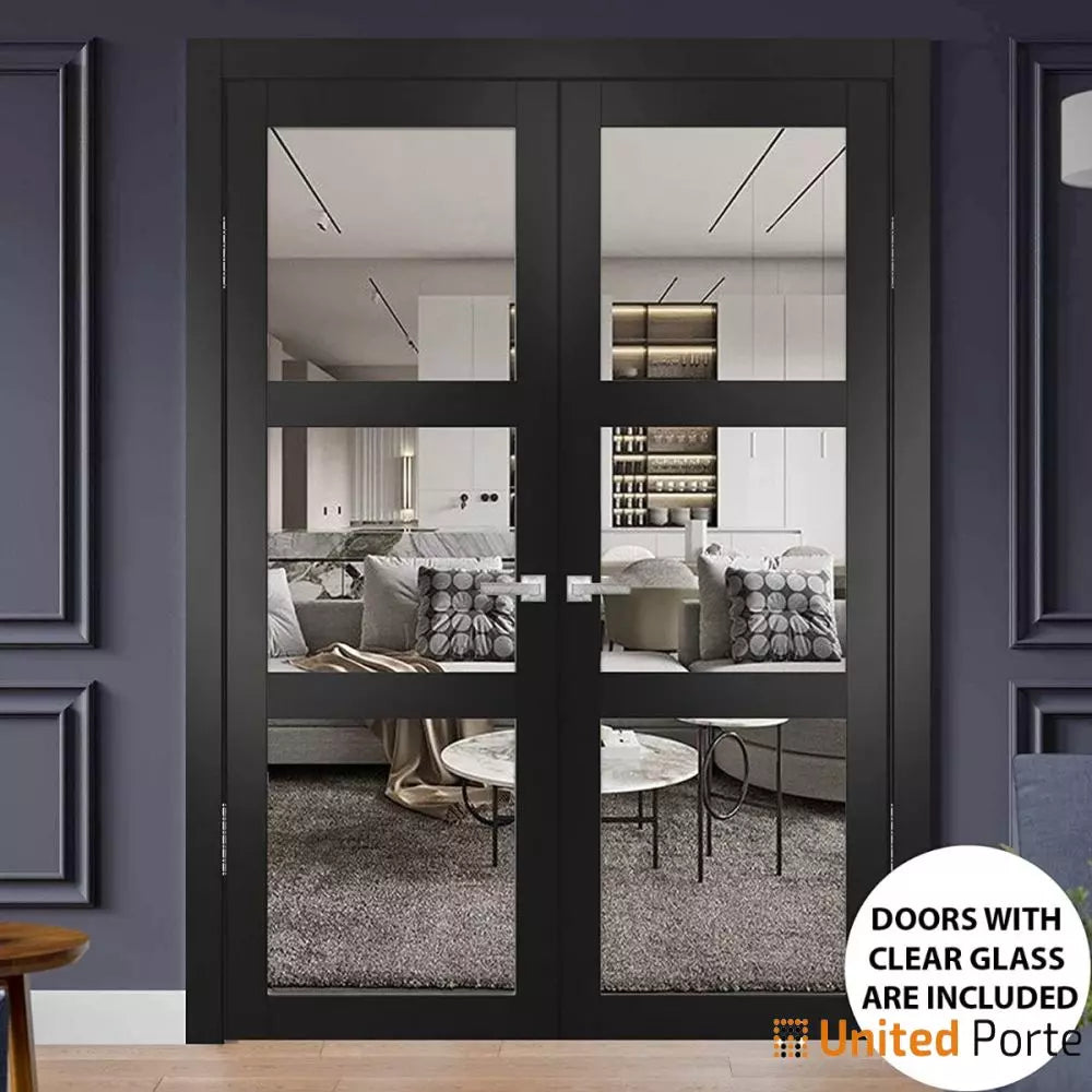 Solid French Interior Doors with Clear Glass | Bathroom Bedroom Sturdy Doors | Buy Doors Online