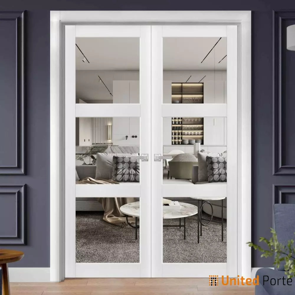 Solid French Interior Doors with Clear Glass | Bathroom Bedroom Sturdy Doors | Buy Doors Online