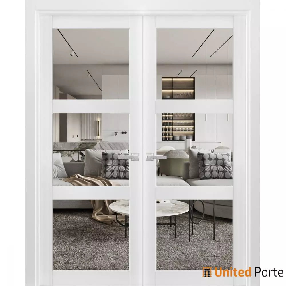 Solid French Interior Doors with Clear Glass | Bathroom Bedroom Sturdy Doors | Buy Doors Online