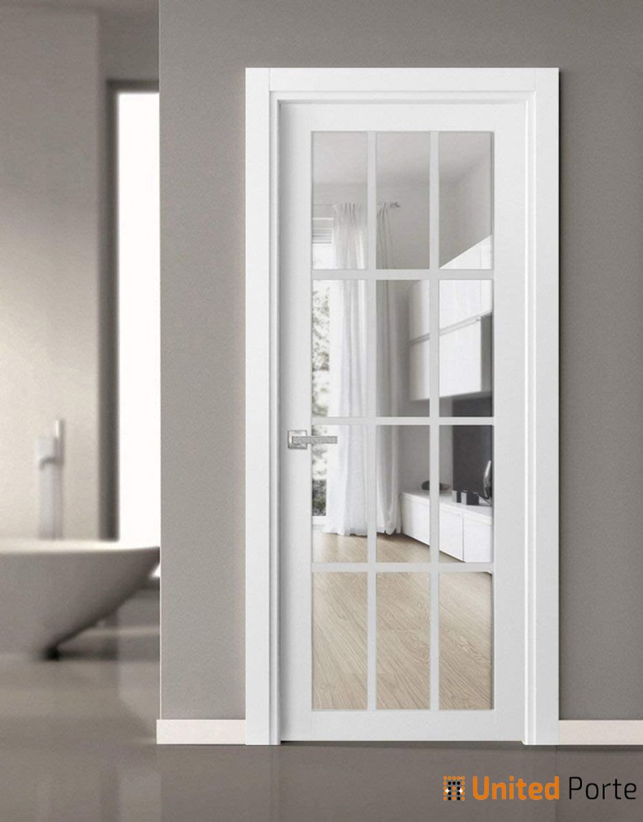 Solid French Interior Door with Clear Glass | Bathroom Bedroom Sturdy Doors | Buy Doors Online