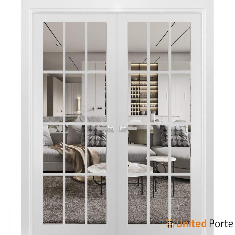 Solid French Interior Door with Clear Glass | Bathroom Bedroom Sturdy Doors | Buy Doors Online