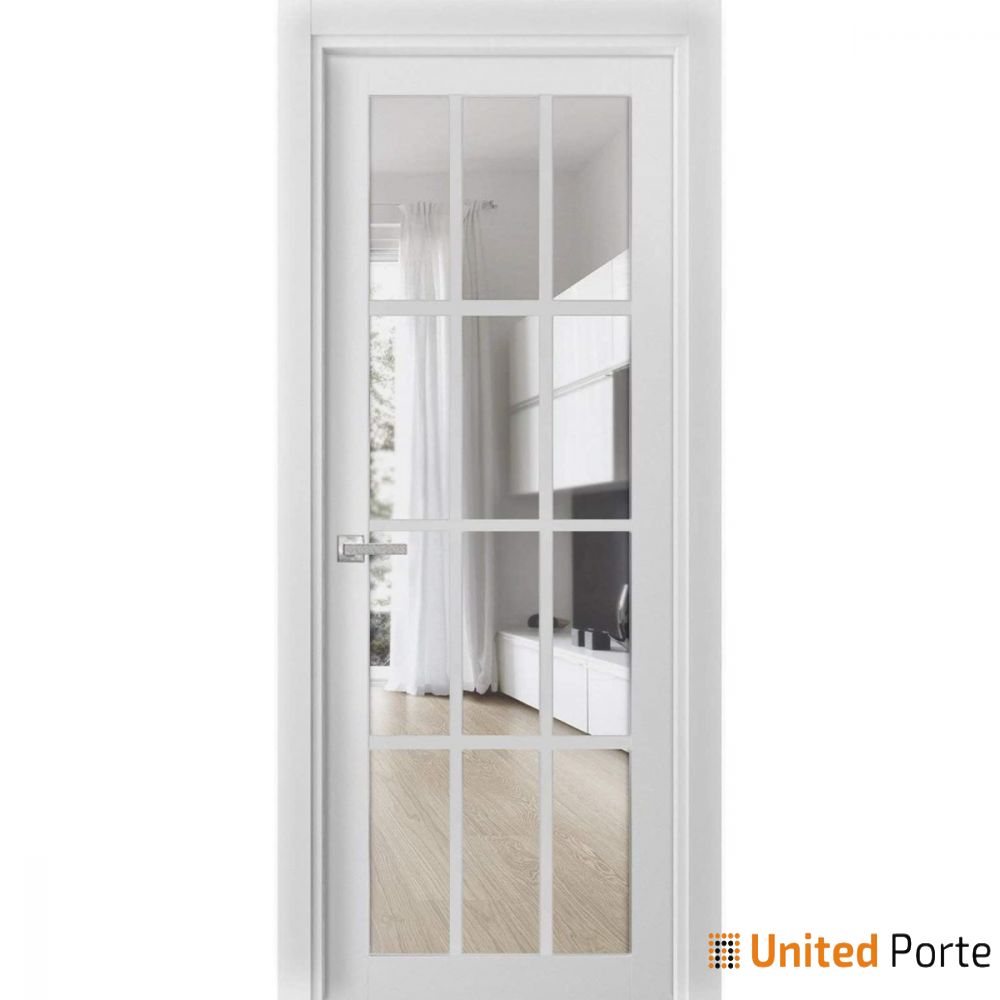 Solid French Interior Door with Clear Glass | Bathroom Bedroom Sturdy Doors | Buy Doors Online