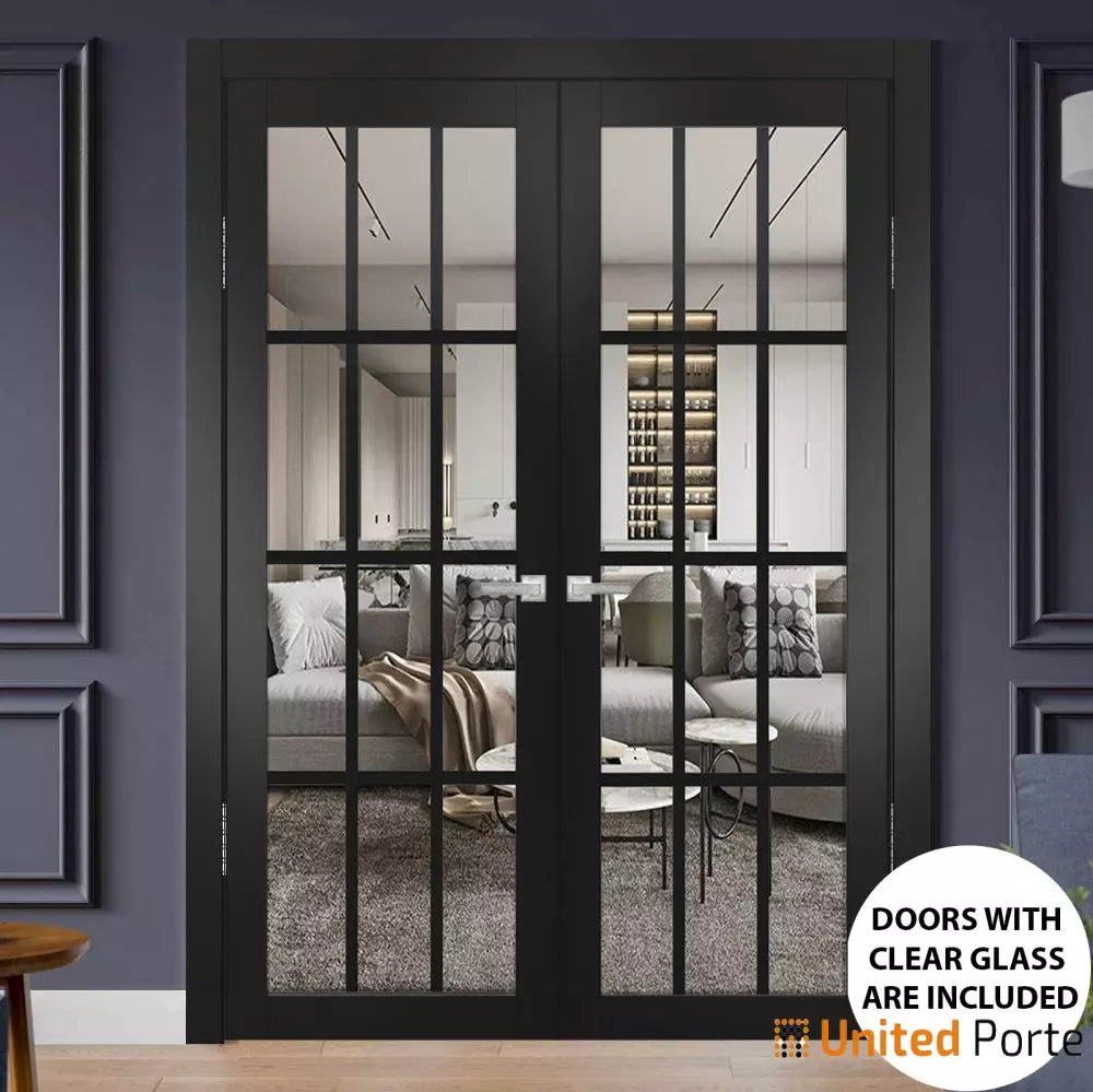 Solid French Interior Door with Clear Glass | Bathroom Bedroom Sturdy Doors | Buy Doors Online
