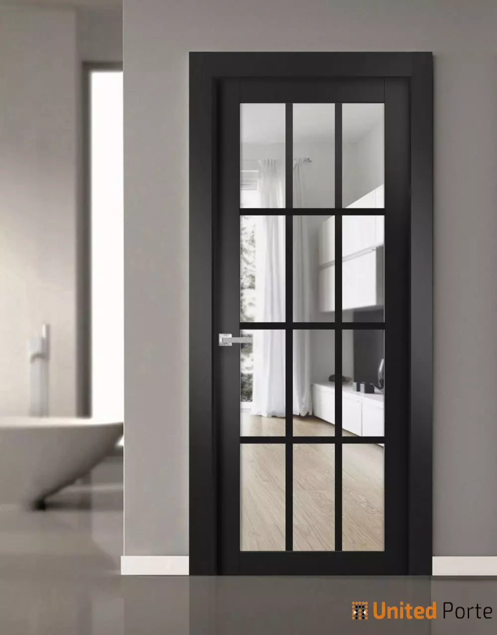 Solid French Interior Door with Clear Glass | Bathroom Bedroom Sturdy Doors | Buy Doors Online