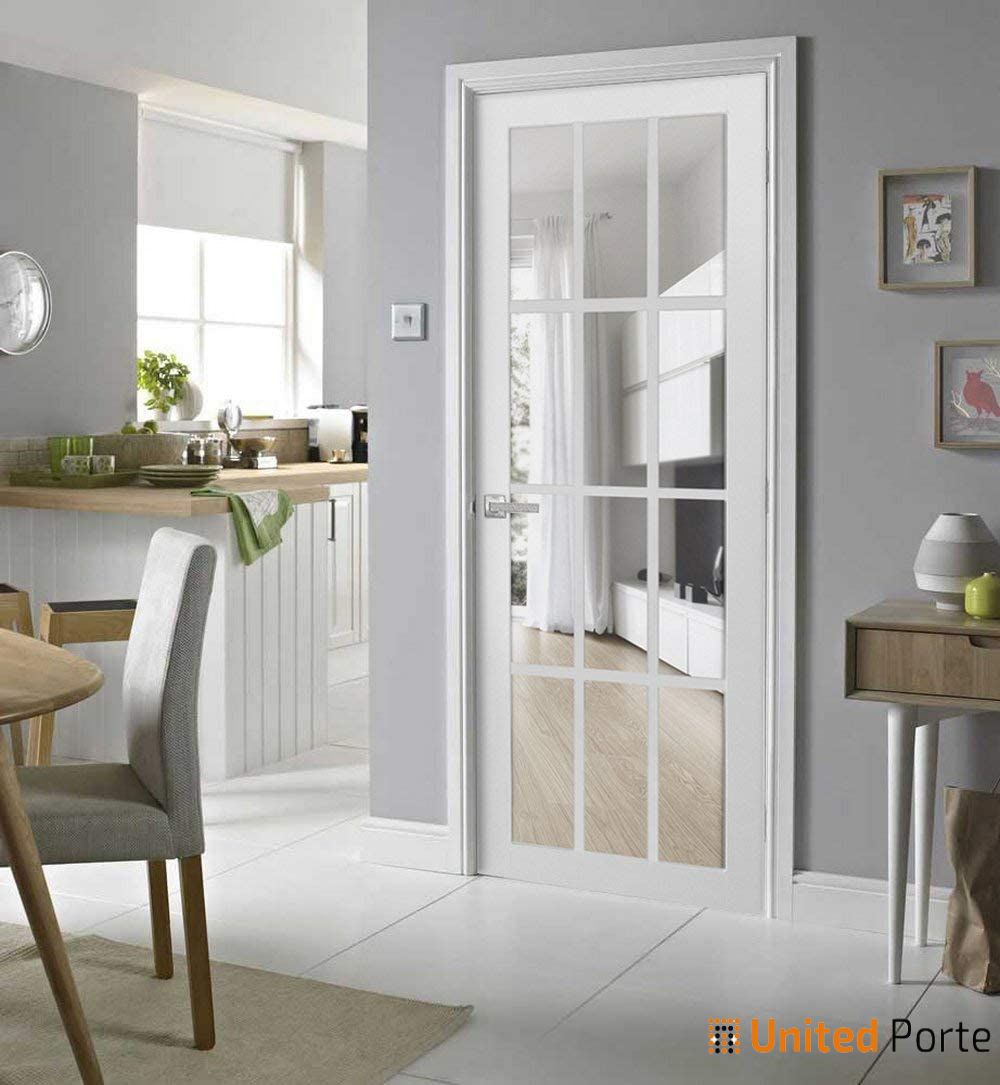 Solid French Interior Door with Clear Glass | Bathroom Bedroom Sturdy Doors | Buy Doors Online
