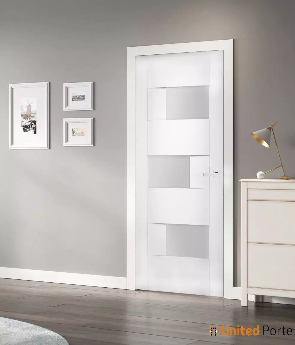 Solid French Modern Door with Opaque Glass | Closet Bedroom Modern Doors | Buy Doors Online