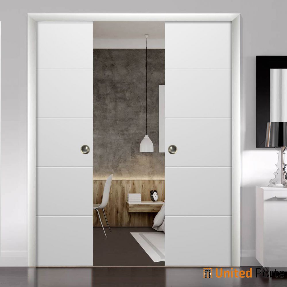 Modern Pocket Doors with Decorative Panels | Solid Wood Interior Bedroom Sliding Closet Door | Buy Doors Online