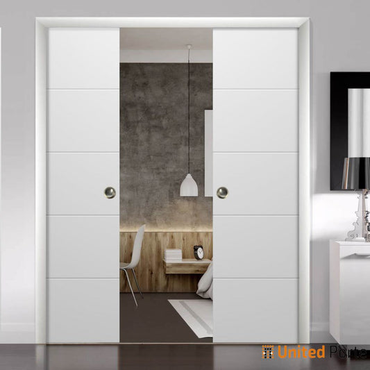 Modern Pocket Doors with Decorative Panels | Solid Wood Interior Bedroom Sliding Closet  Door | Buy Doors Online