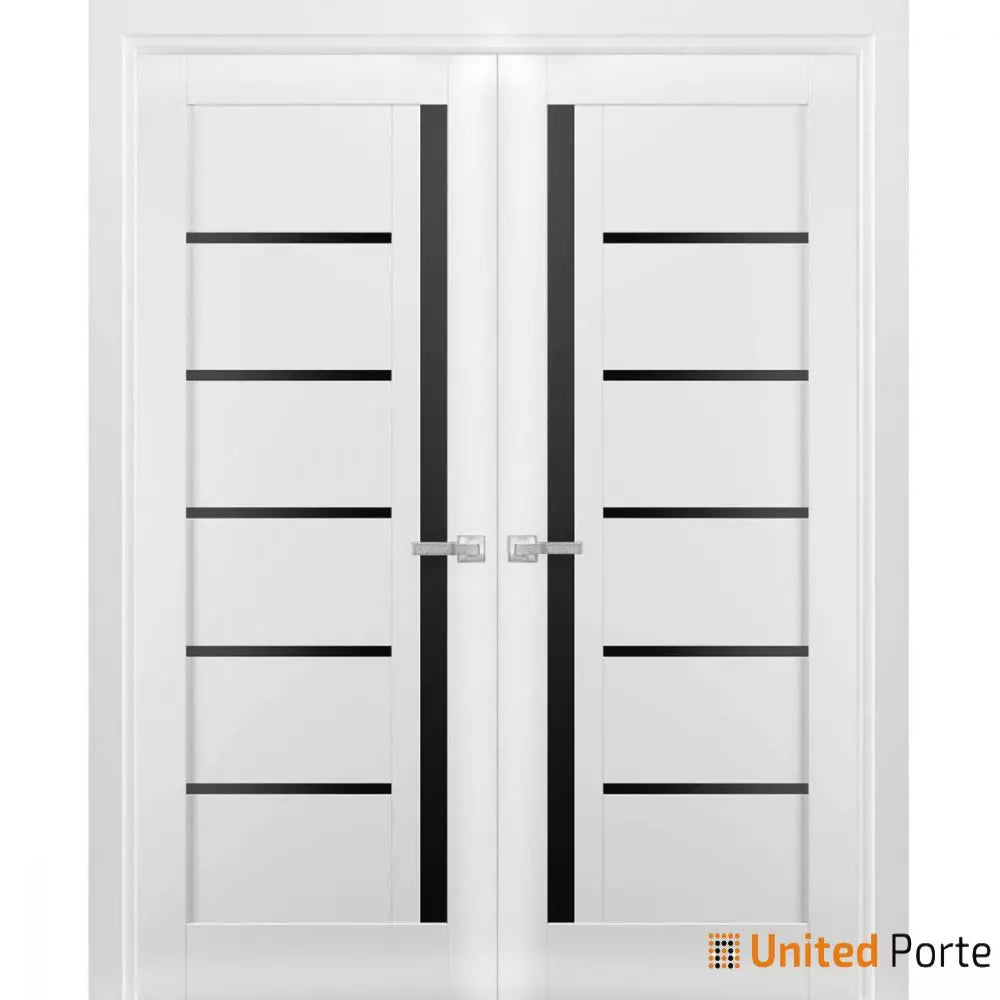 Solid Interior French Door with Black Glass | Bathroom Bedroom Sturdy Doors | Buy Doors Online
