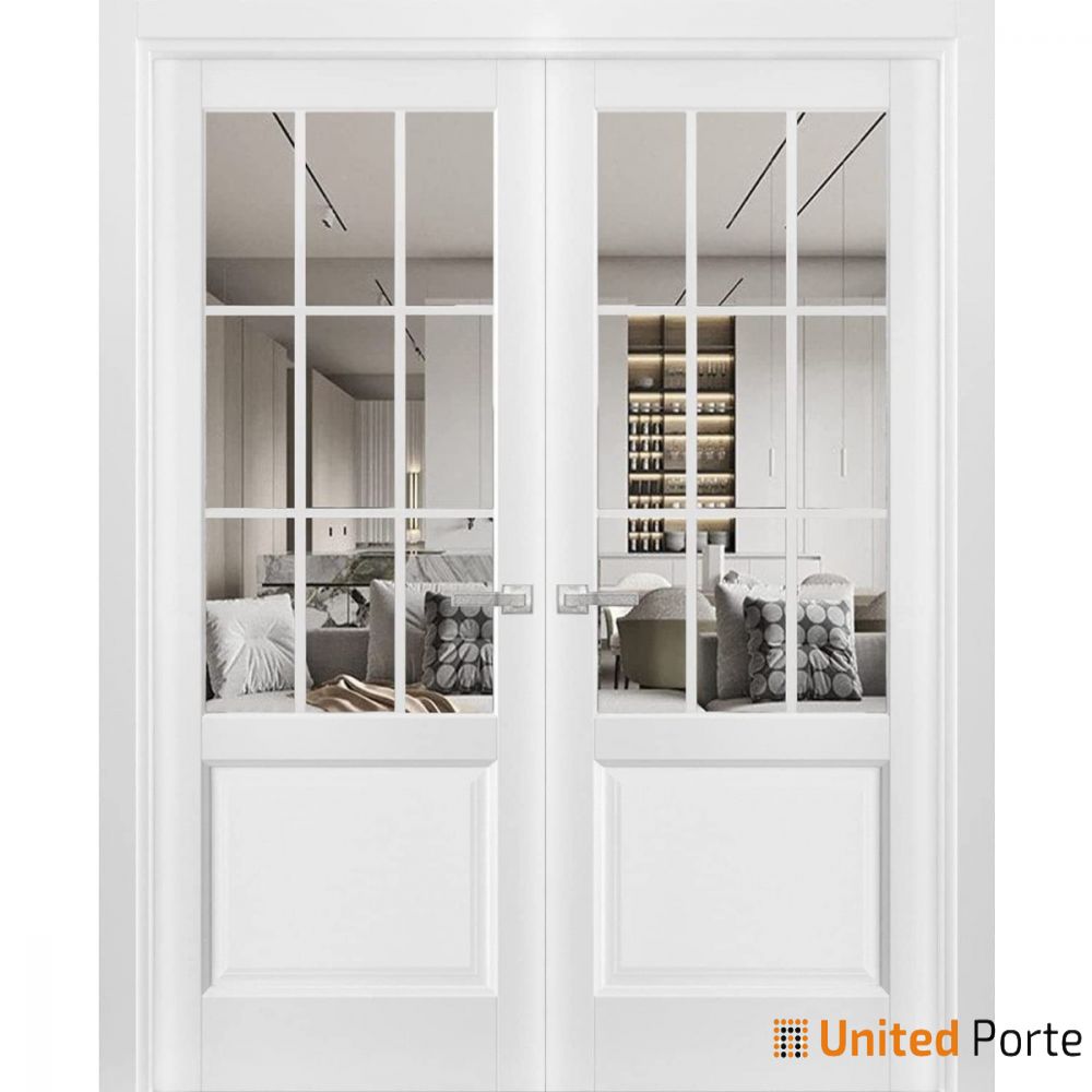 Solid Interior French Door with Clear Glass | Bathroom Bedroom Sturdy Doors | Buy Doors Online