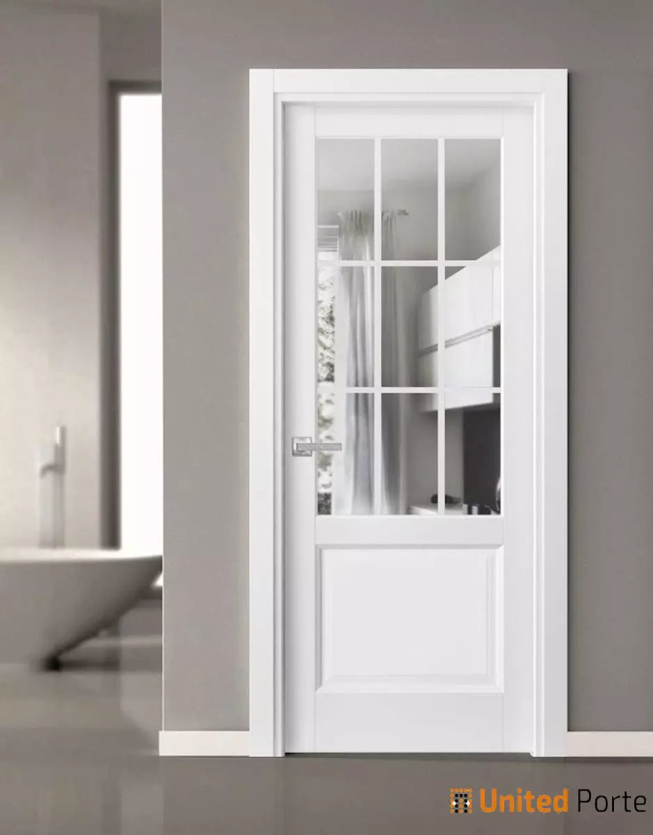 Solid Interior French Door with Clear Glass | Bathroom Bedroom Sturdy Doors | Buy Doors Online