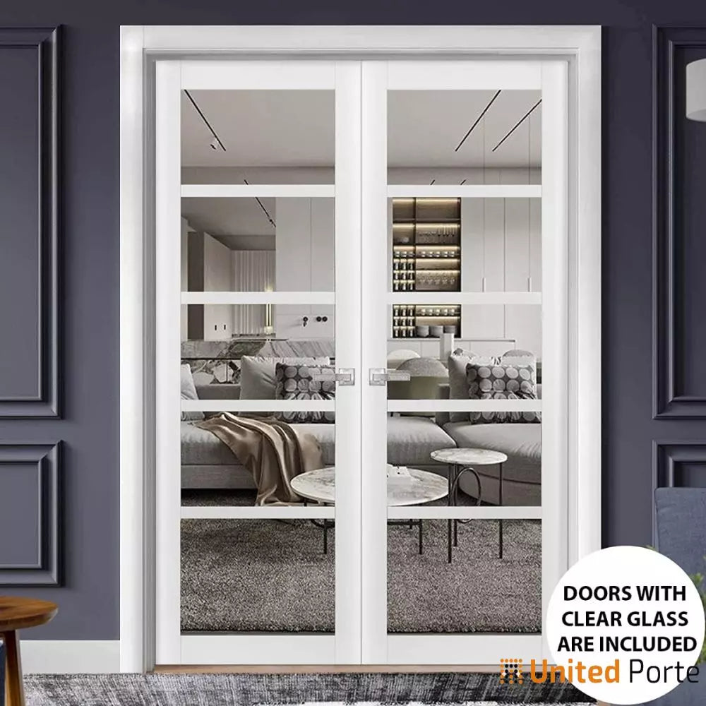 Solid Interior French Door with Clear Glass | Closet Bedroom Sturdy Doors | Buy Doors Online