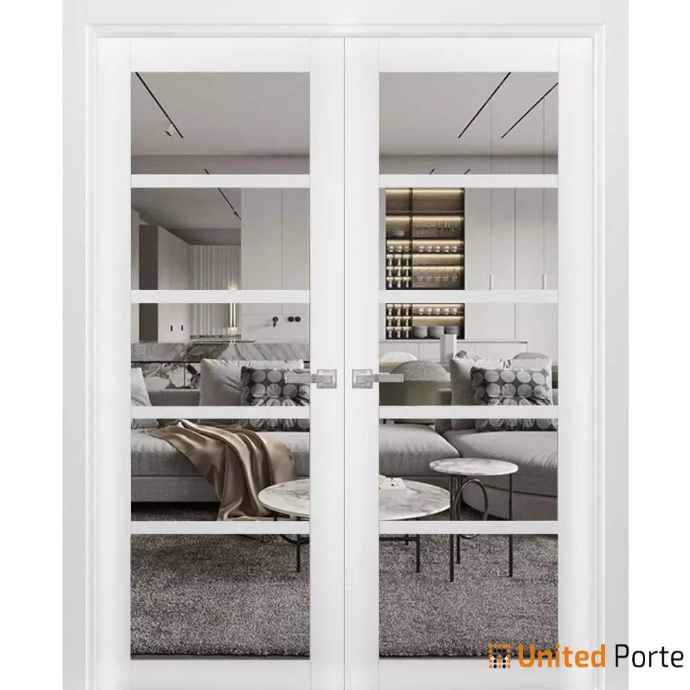 Solid Interior French Door with Clear Glass | Closet Bedroom Sturdy Doors | Buy Doors Online