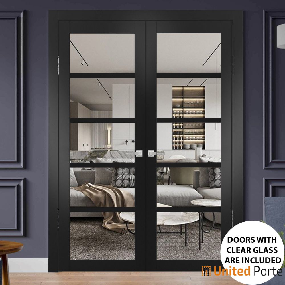 Solid Interior French Door with Clear Glass | Closet Bedroom Sturdy Doors | Buy Doors Online