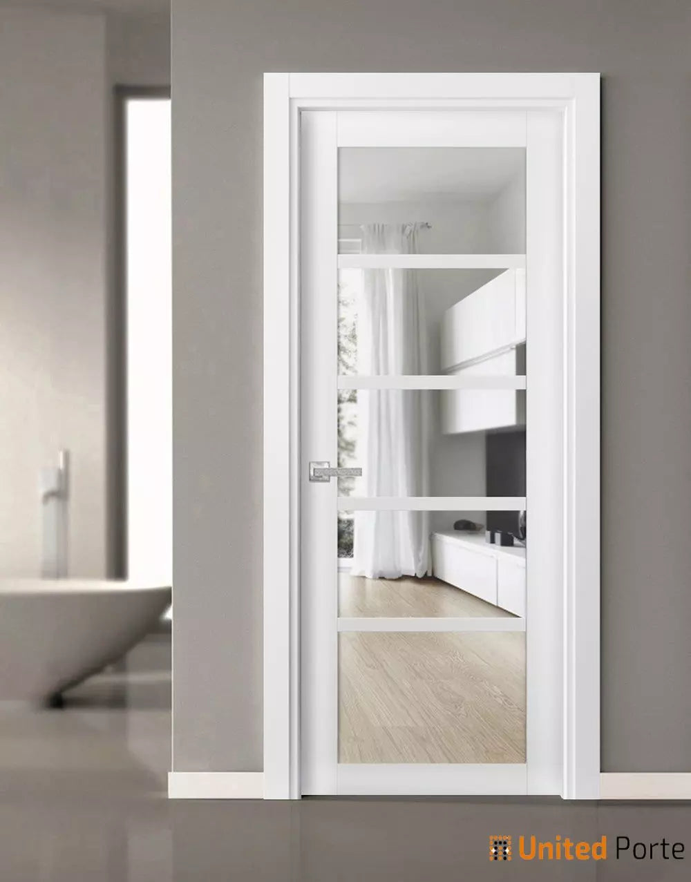 Solid Interior French Door with Clear Glass | Closet Bedroom Sturdy Doors | Buy Doors Online
