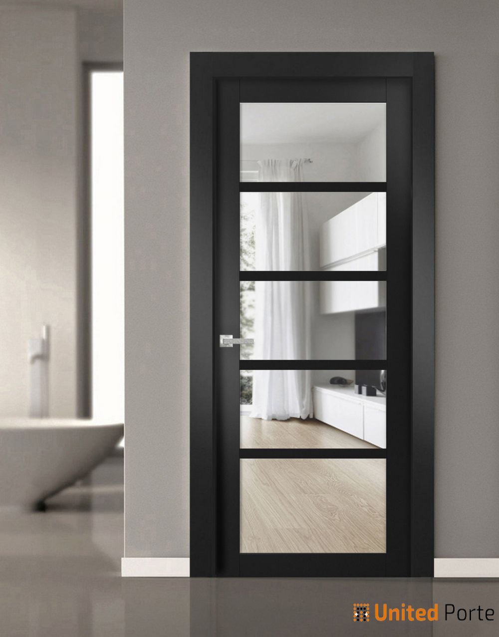 Solid Interior French Door with Clear Glass | Closet Bedroom Sturdy Doors | Buy Doors Online