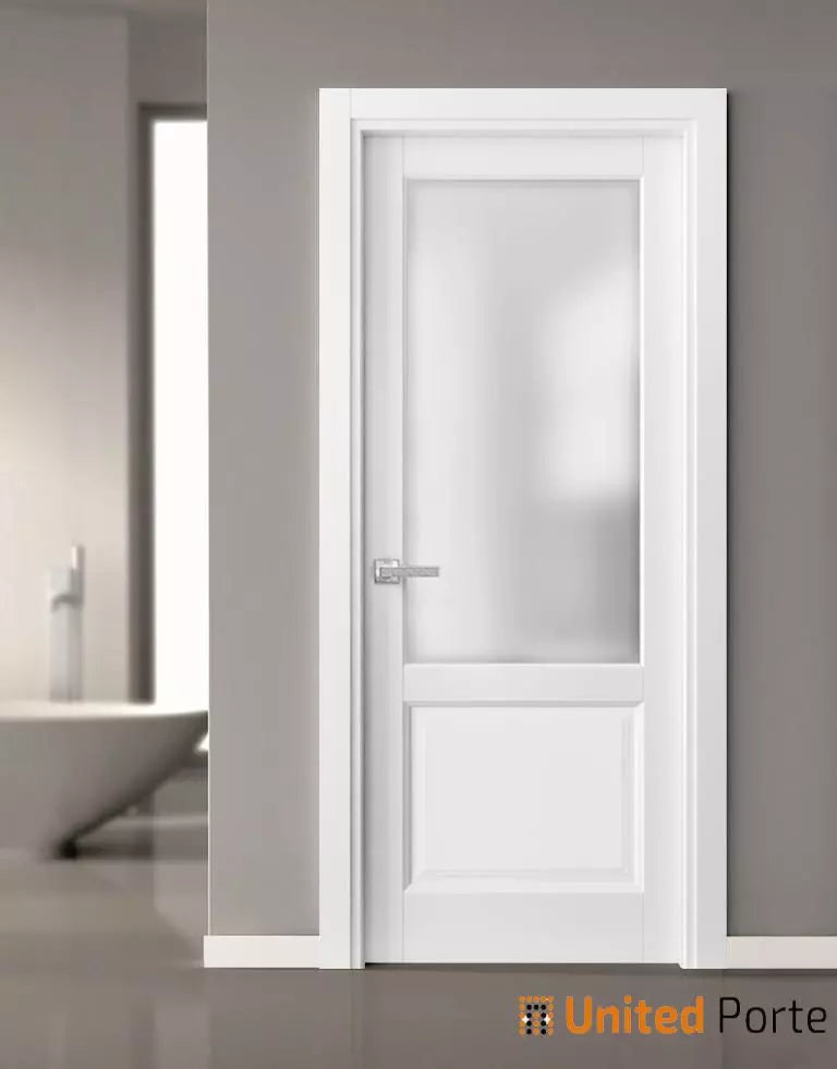 Solid Interior French Door with Frosted Glass | Bathroom Bedroom Sturdy Doors | Buy Doors Online